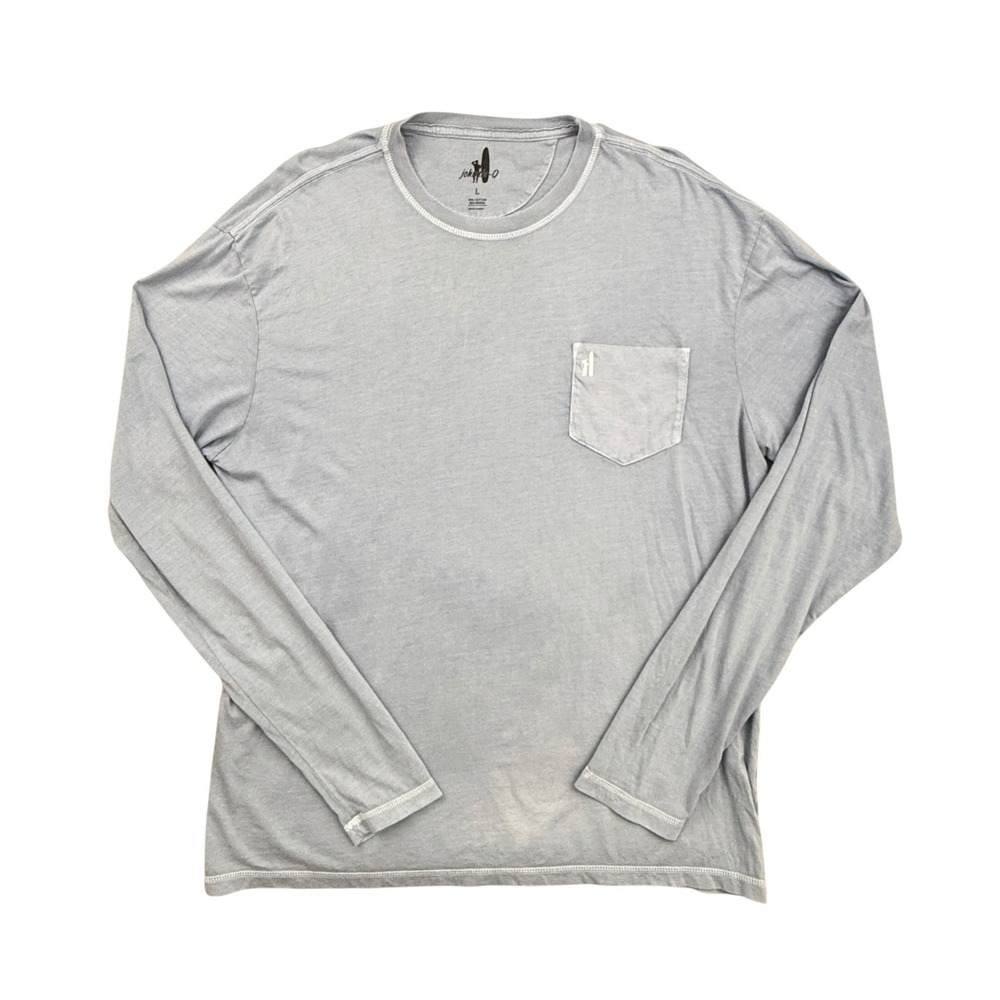 johnnie-O Long Sleeve T-Shirt Mens Large Blue Cotton Modal Pocket Tee